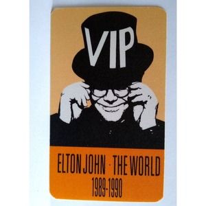 Elton John Backstage Pass Original Vintage 1989 - 1990 The World Tour Orange